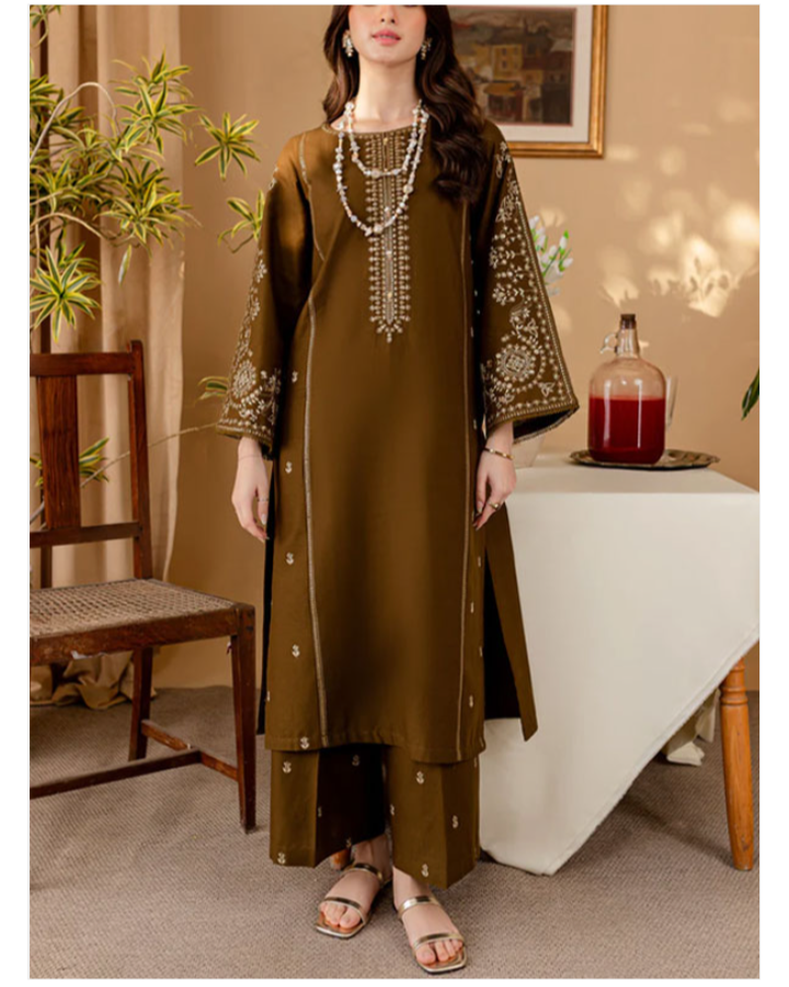 Luxury Heavy Embroidered Cotton Lawn Suite Embroidery Trouser 2 Pce (Unstitched) (DRL-1510)