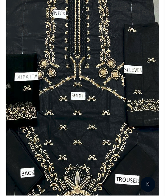 LUXURY EMBROIDERED COTTON DRESS 2025 CHIFFON DUPATTA