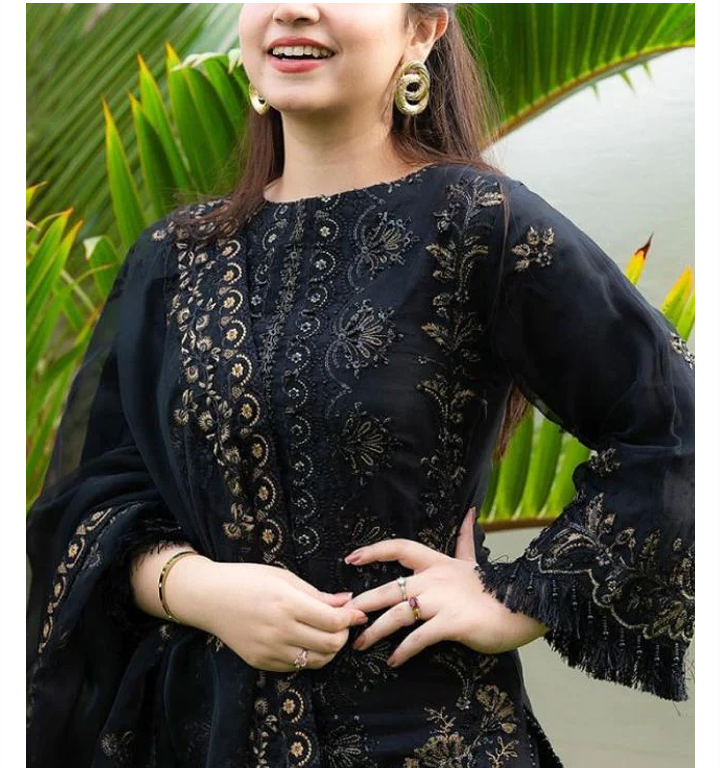 LUXURY EMBROIDERED COTTON DRESS 2025 CHIFFON DUPATTA