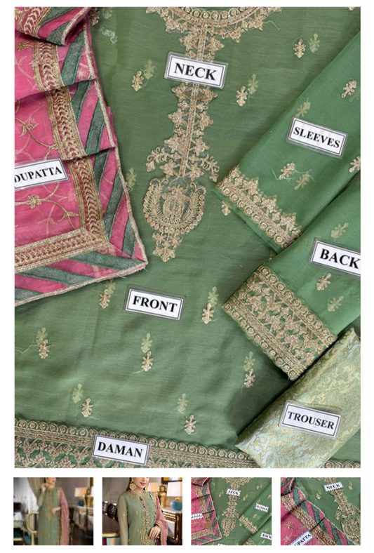 Elegant Chiffon Heavy Embroidered Dress With Heavy Embroidered Chiffon Dupatta Jamawer Trouser (Unstitched) (CHI-979)