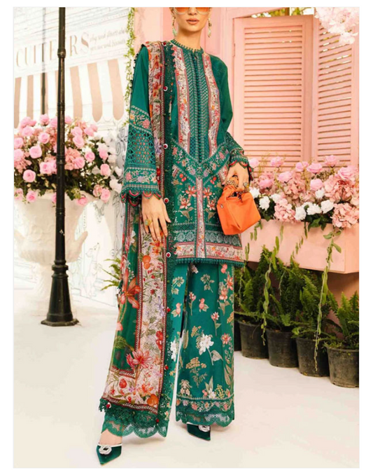 Digital Printed Lawn Embroidered Dress With Printed Chiffon Dupatta (Unstitched) (DRL-2272)