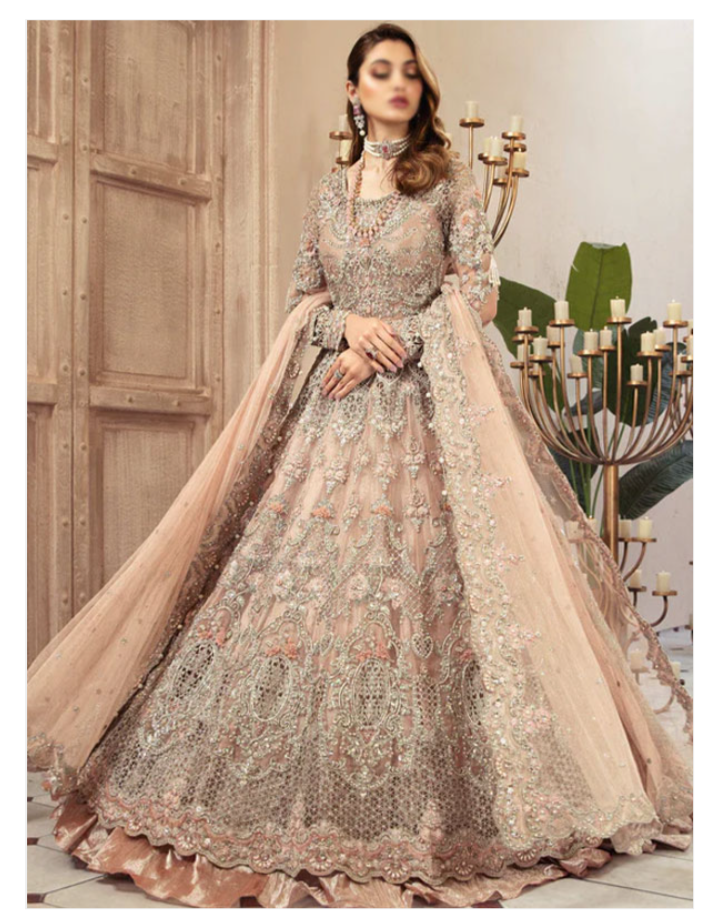 Wedding Embroidered Net Long Maxi Party Wear (Unstitched) (CHI-580)