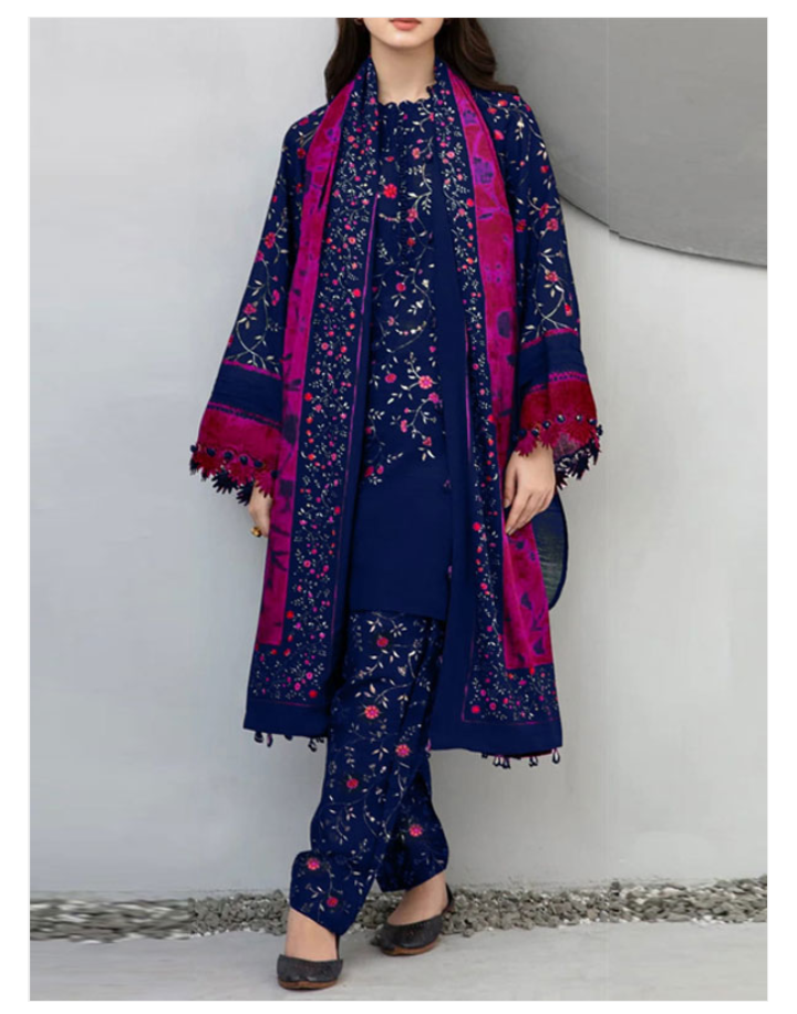 Premium Bana Dora Lawn Digital Printed Dress With Printed Lawn Dupatta & Digital Printed Trouser (Unstitched) (DRL-2126)