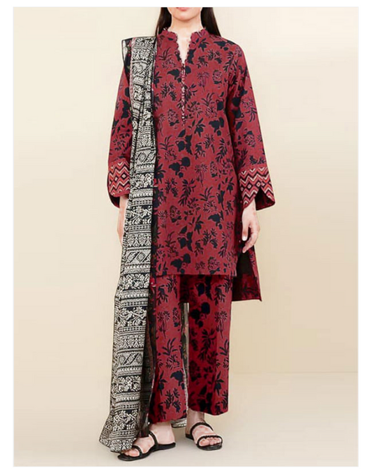 Digital Lawn Printed Dress With Swiss Zari Sequence Dupatta Lawn Trouser (Unstitched) (DRL-2136)
