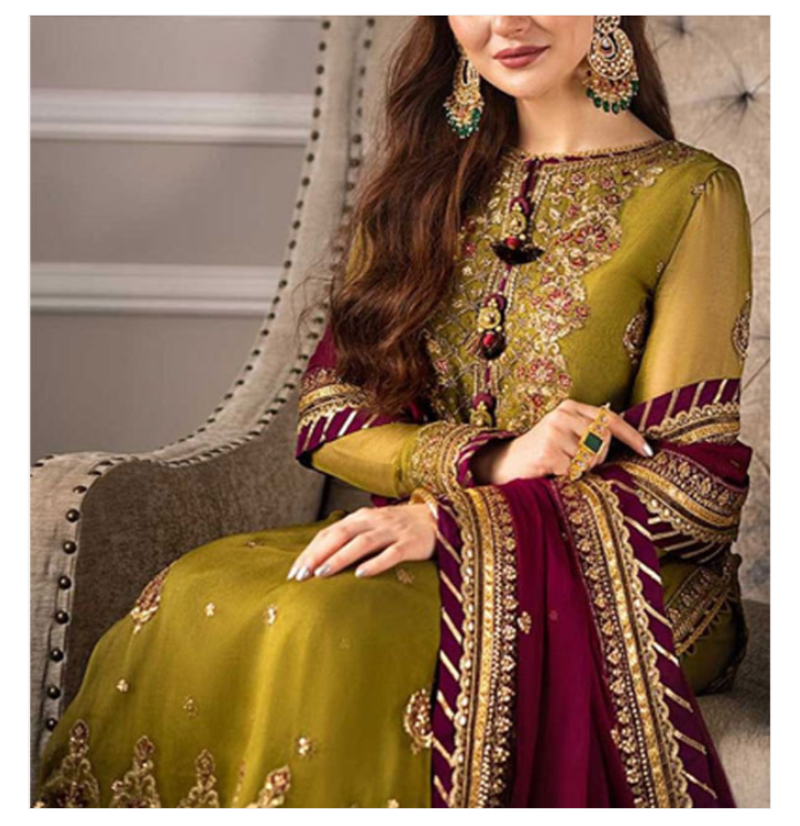 Chiffon Sequence Heavy Embroidered Dress With Chiffon Embroidered Dupatta (Unstitched) (CHI-895